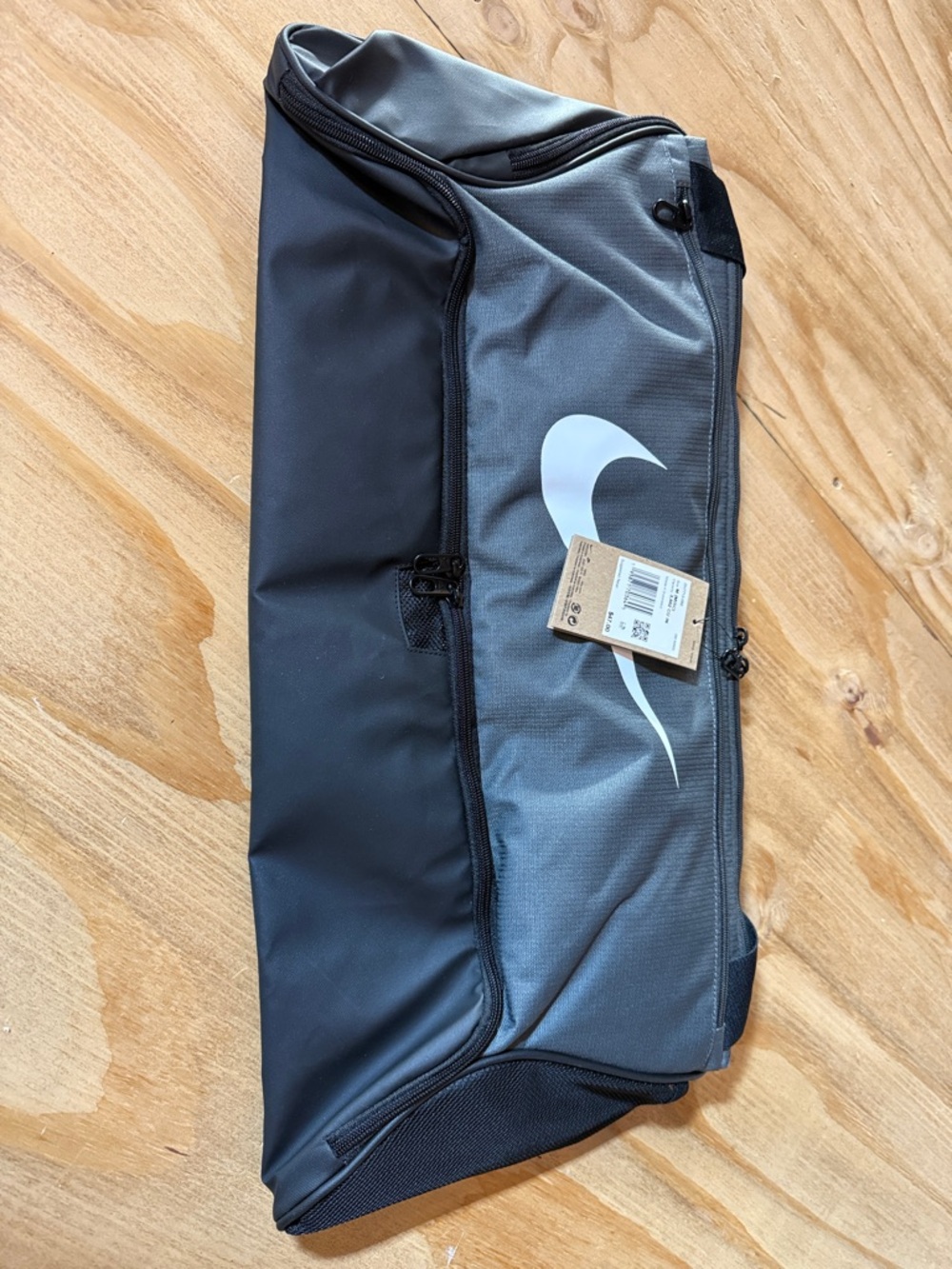 Nike Black and Gray Shoe Bag with White Swoosh